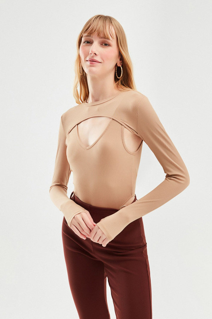 Camisole Decollete Bodysuit Beige