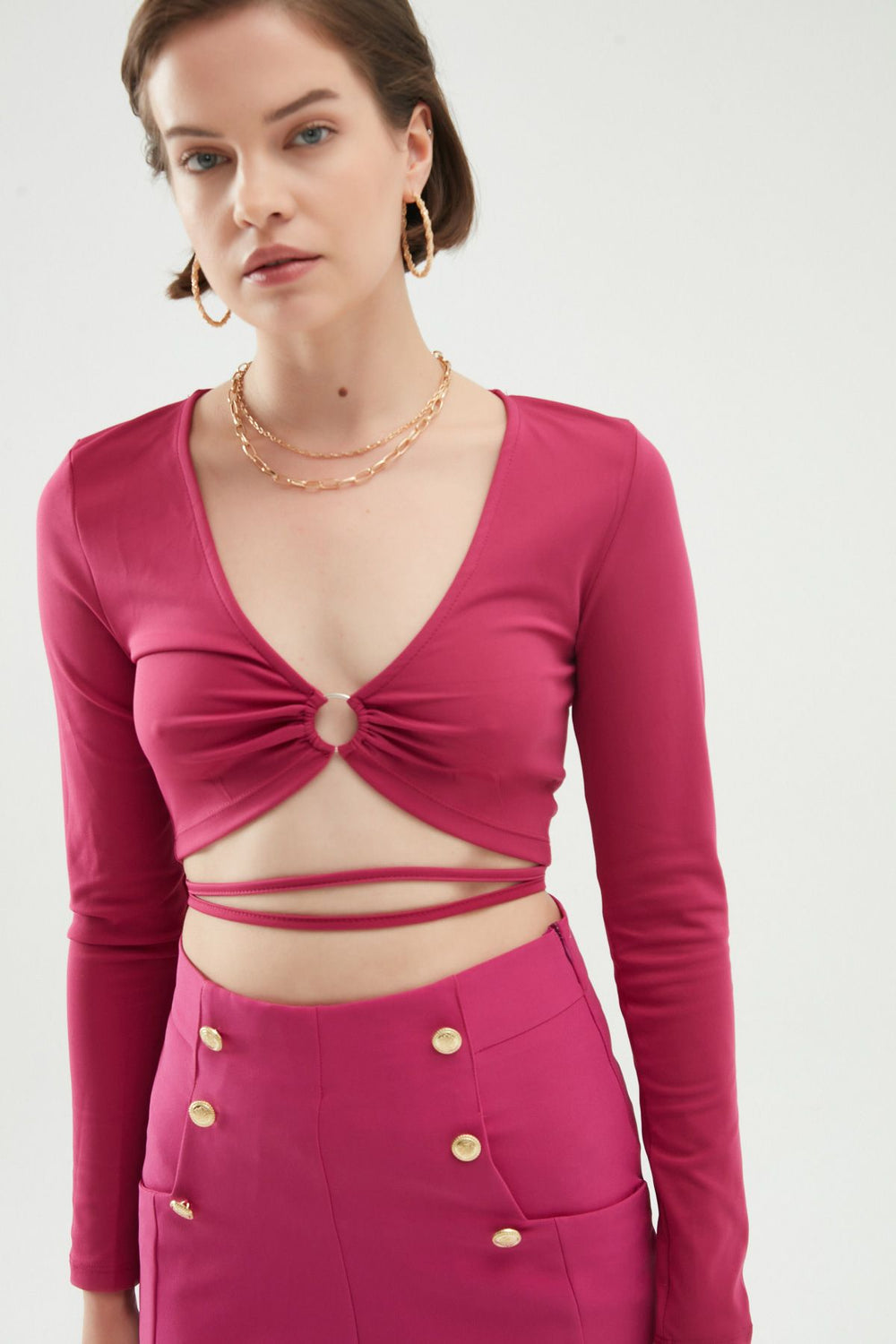 Decollete V-Neck Blouse Orchid