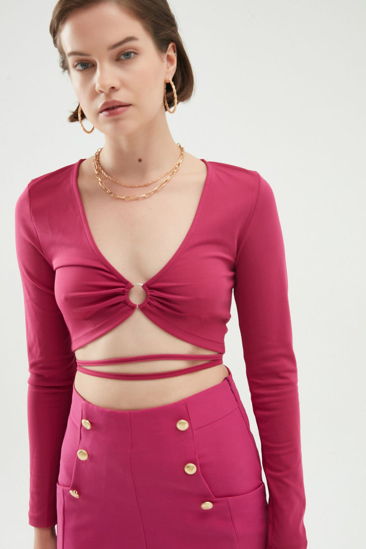 Decollete V-Neck Blouse Orchid