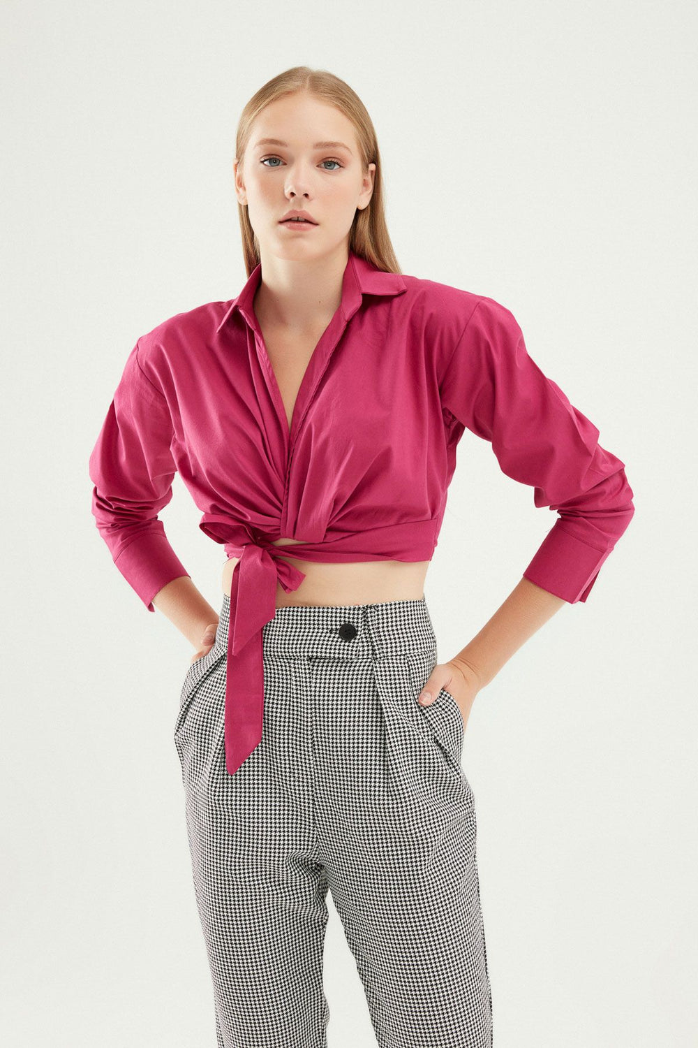 Tie Front Crop Shirt Orchid
