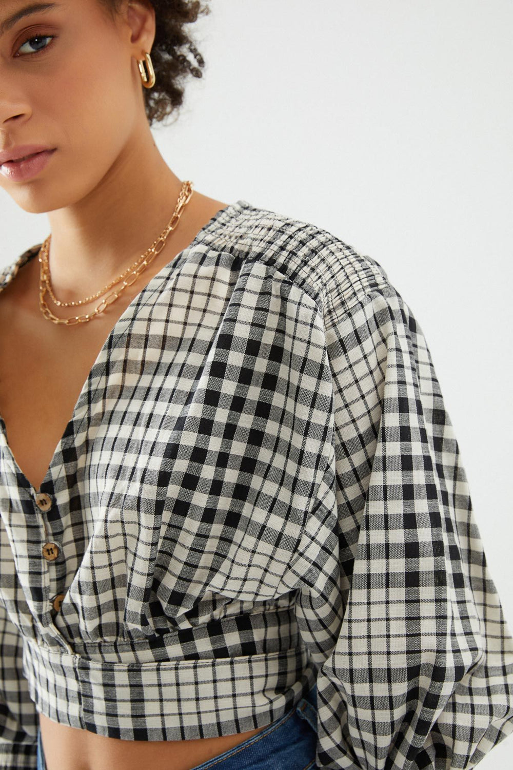 Striped Tie Blouse Black