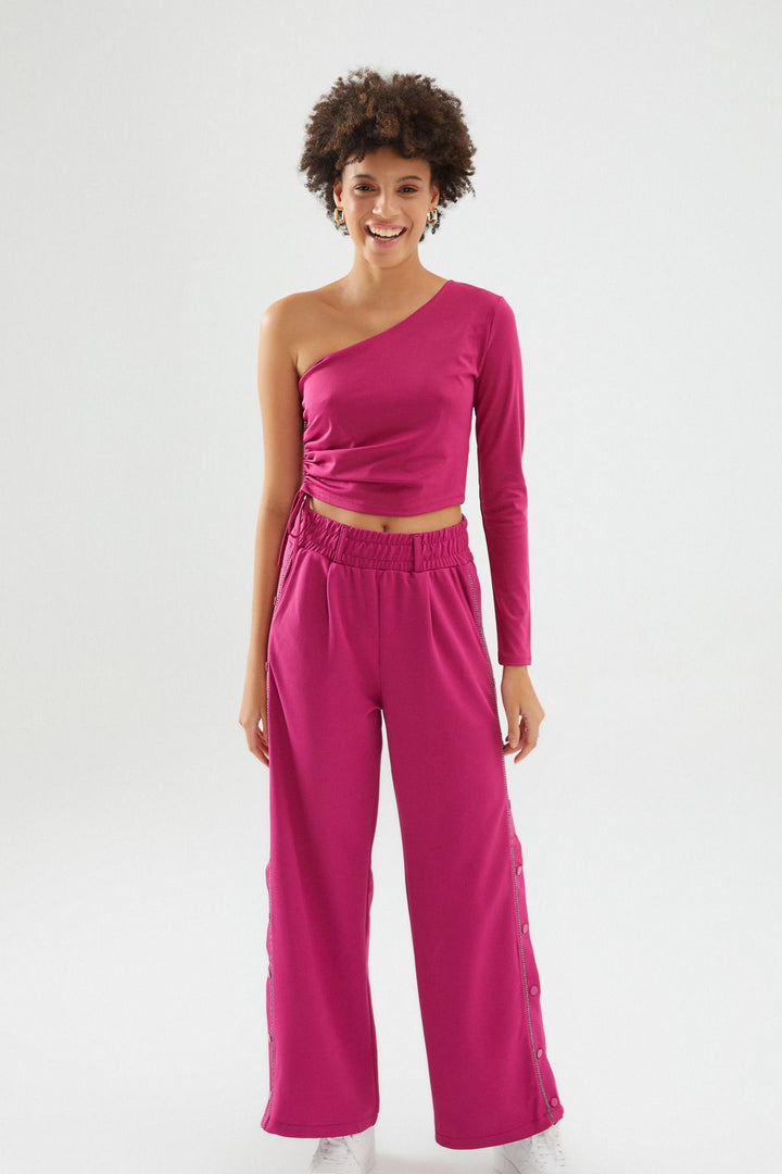 Büzgülü Tek Kol Bluz Orkide