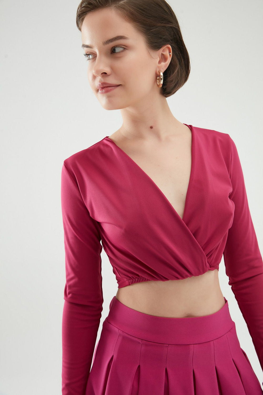 Double Breasted Crop Blouse Orchid