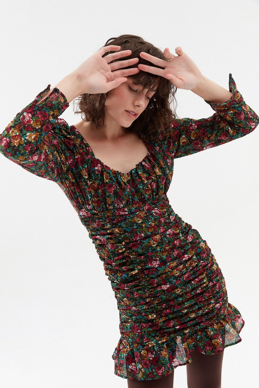 Frilled Gipe Mini Dress Green