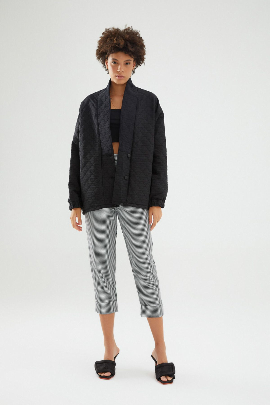 Kapitone Ceket Siyah