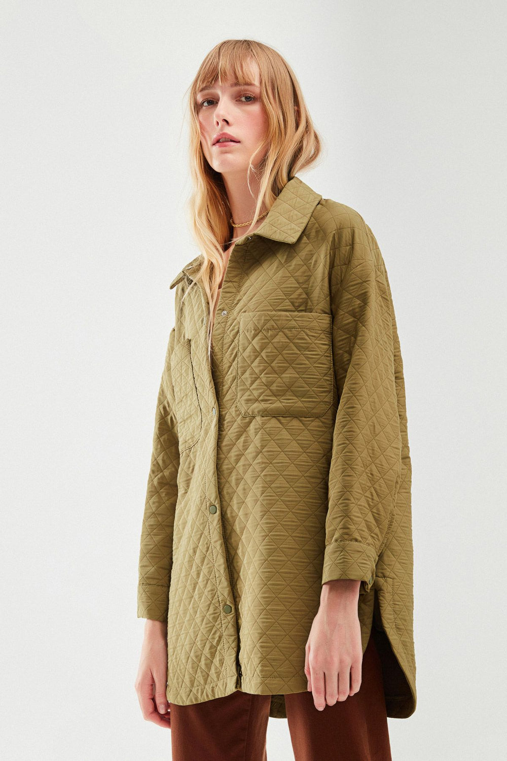 Oversize Quilted Jacket Khaki