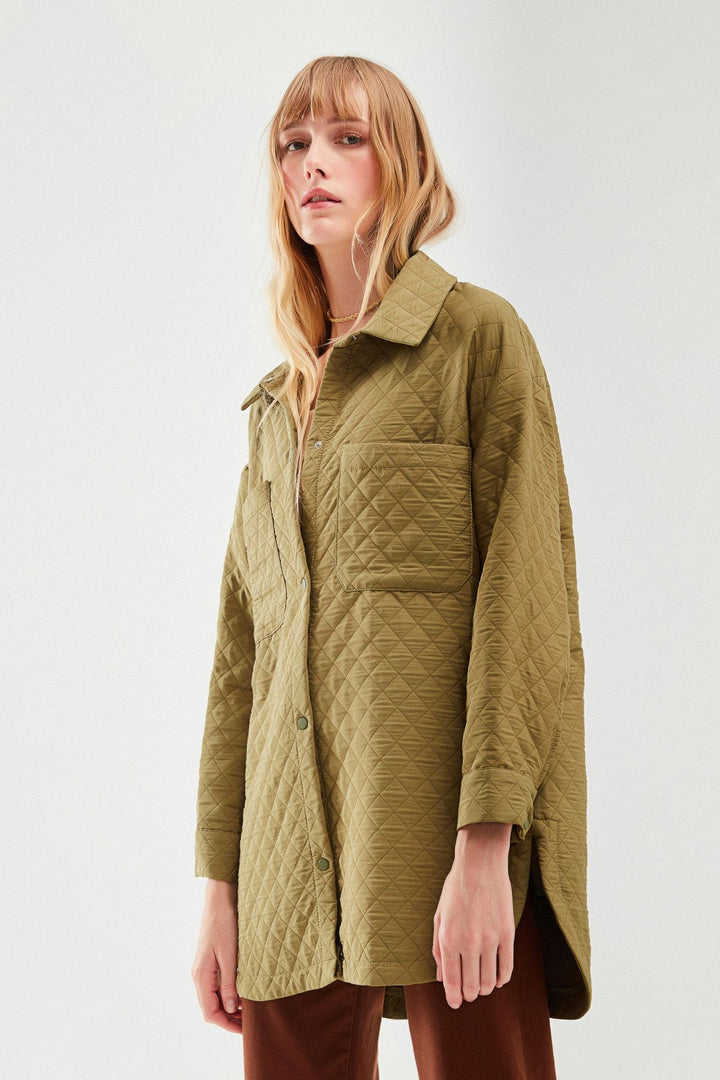 Oversize Quilted Jacket Khaki