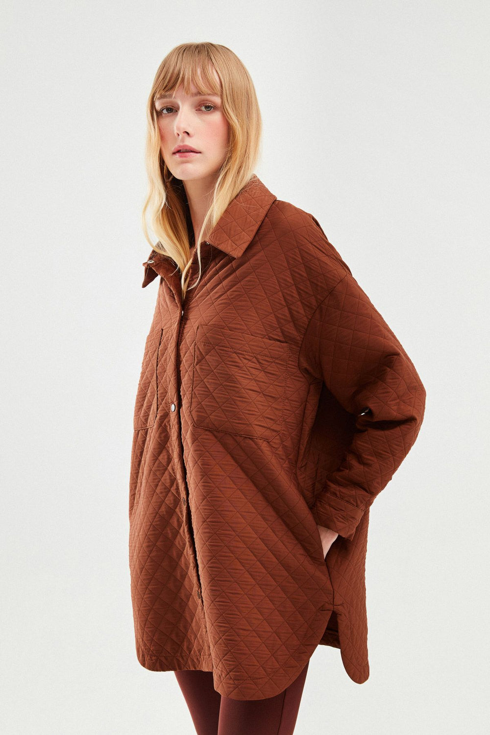 Oversize Quilted Jacket Brown