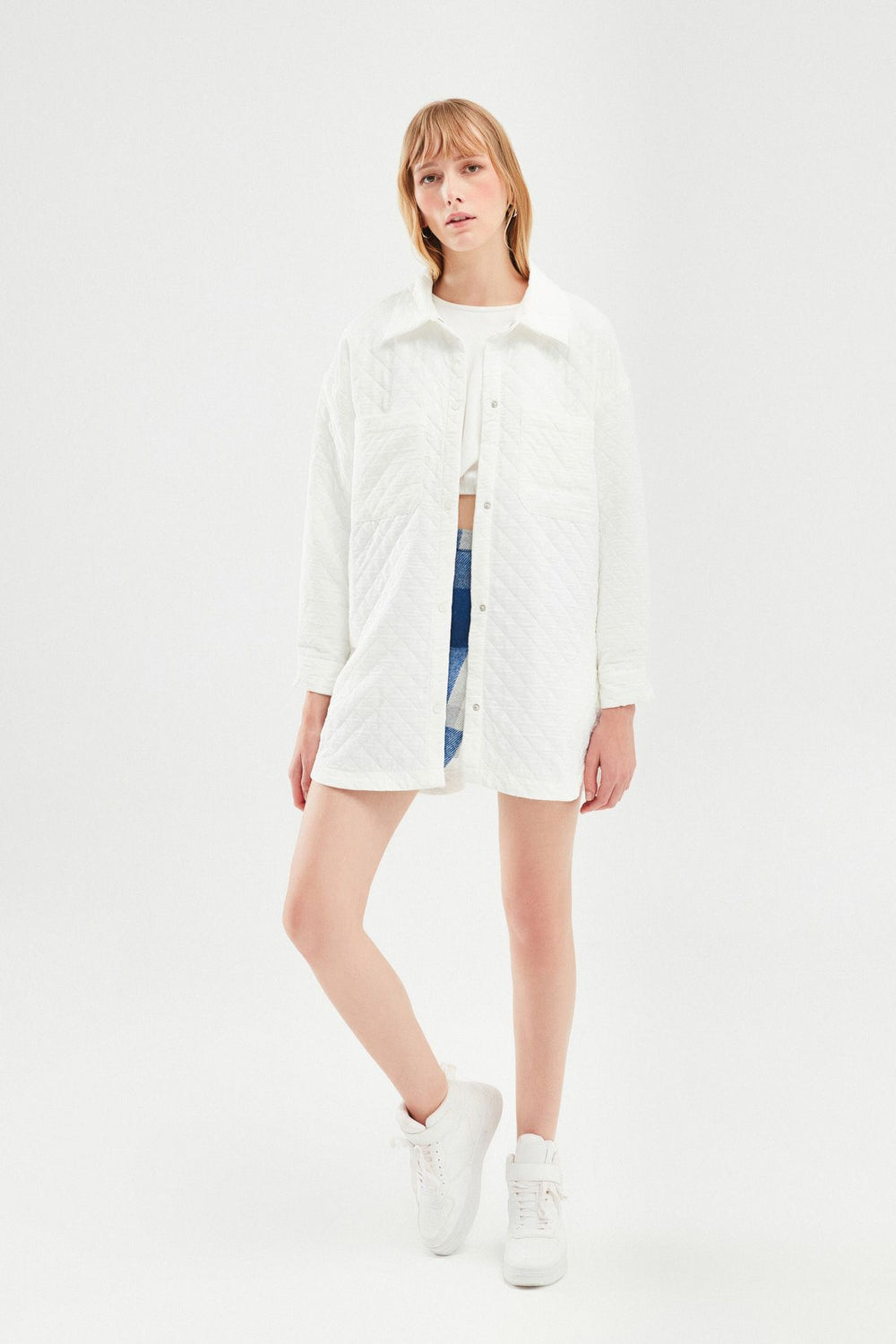 Oversize Quilted Jacket White
