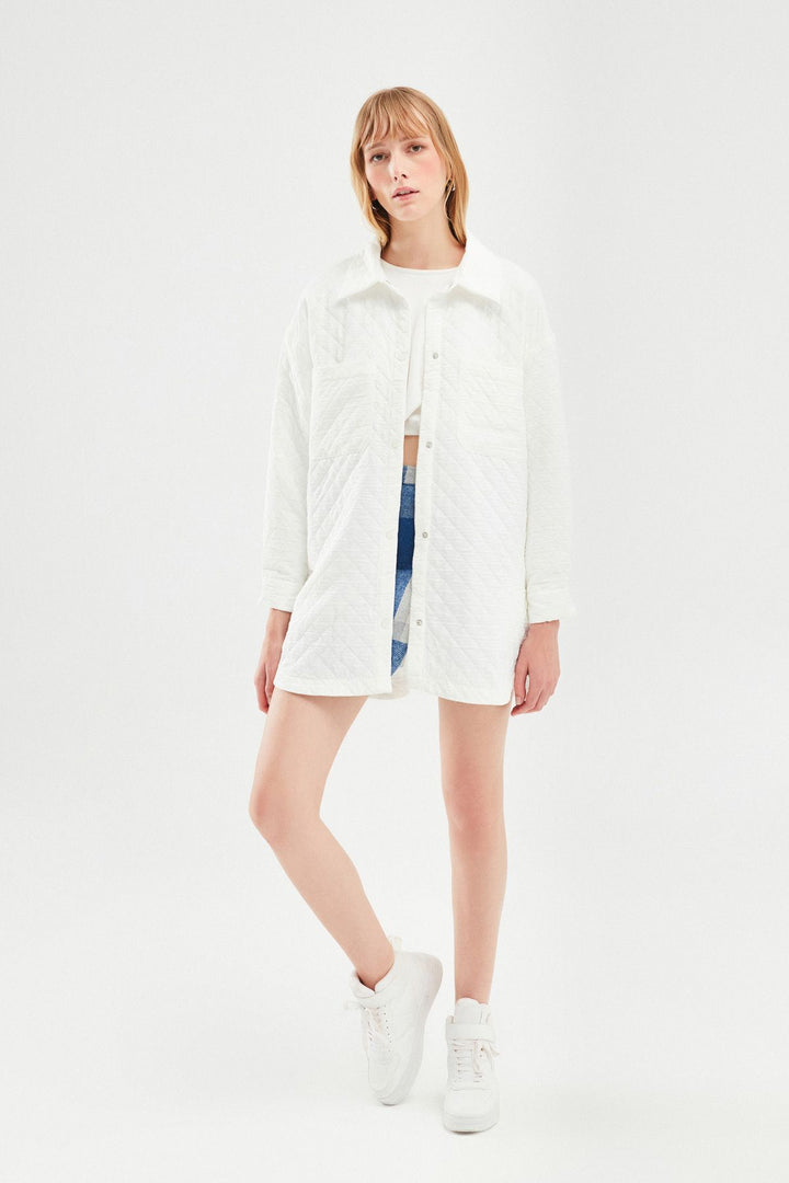 Oversize Quilted Jacket White