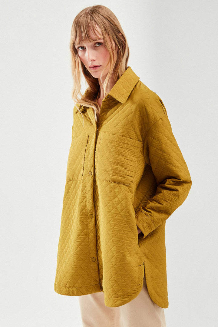 Oversize Kapitone Ceket Olive