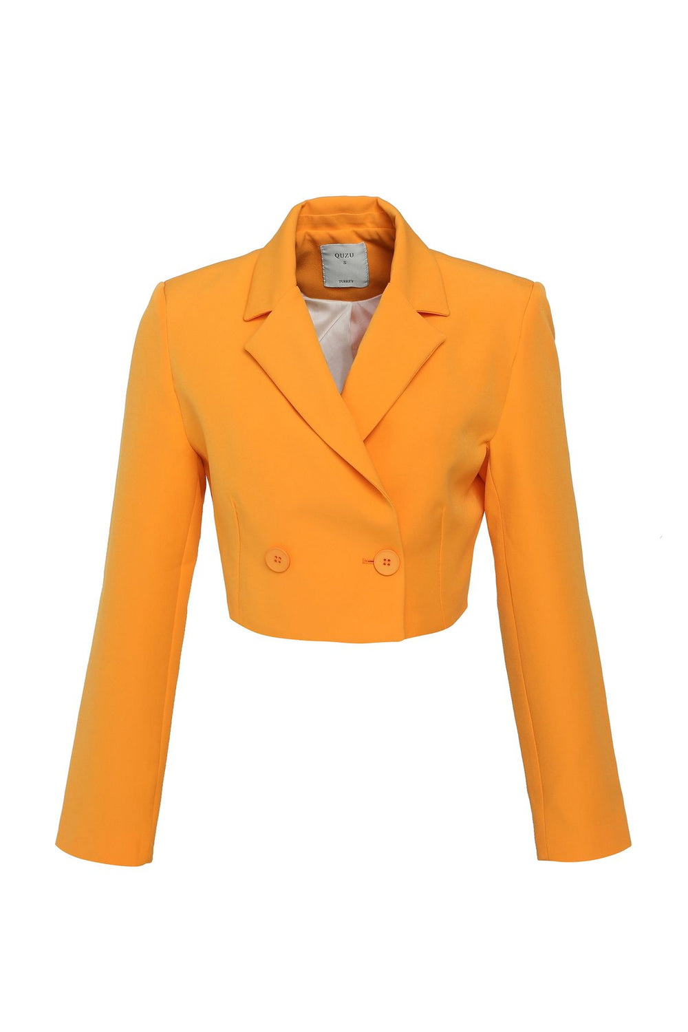 Kruvaze Crop Blazer Ceket Koyu Oranj