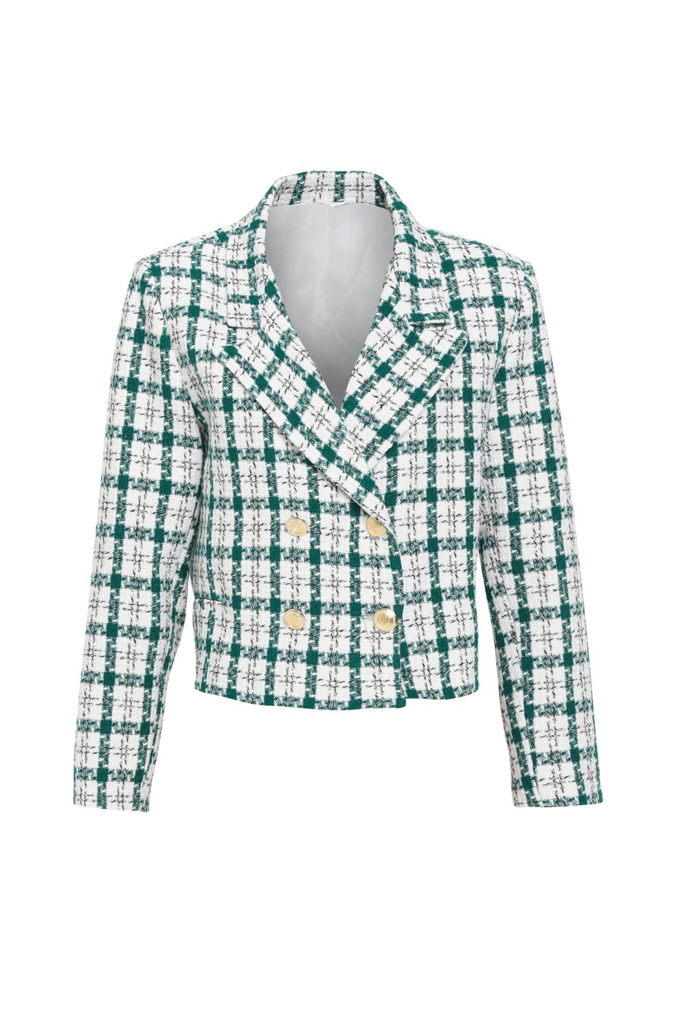 Striped Tweed Blazer Jacket Green