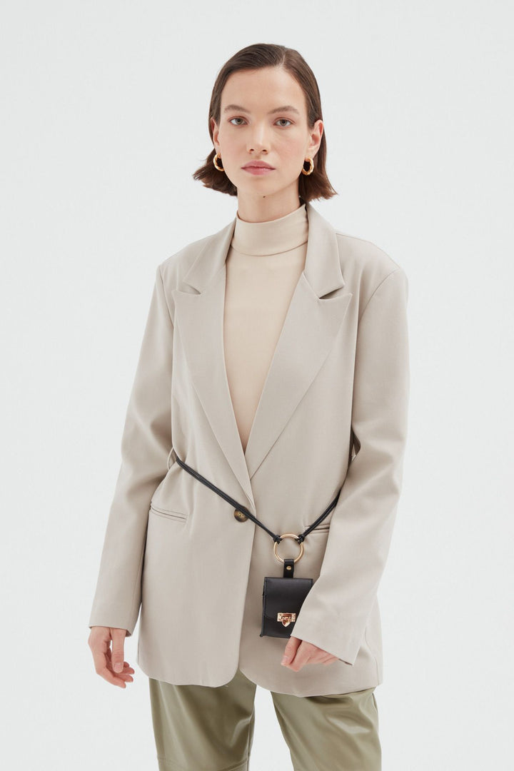 Belt Bag Blazer Jacket Stone