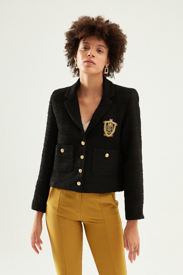 Coat of Arms Tweed Blazer Black