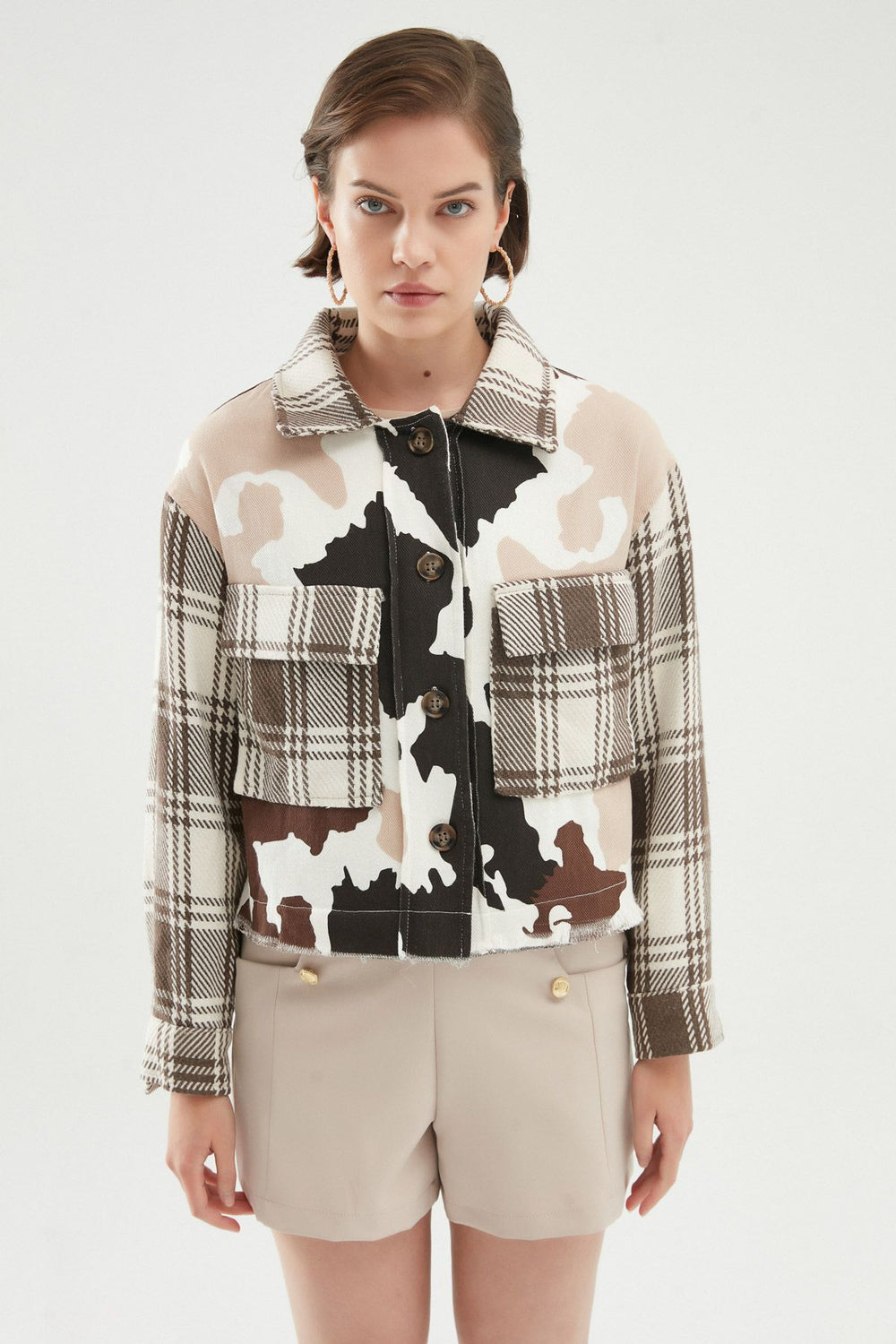 İki Desenli Ceket Kahverengi