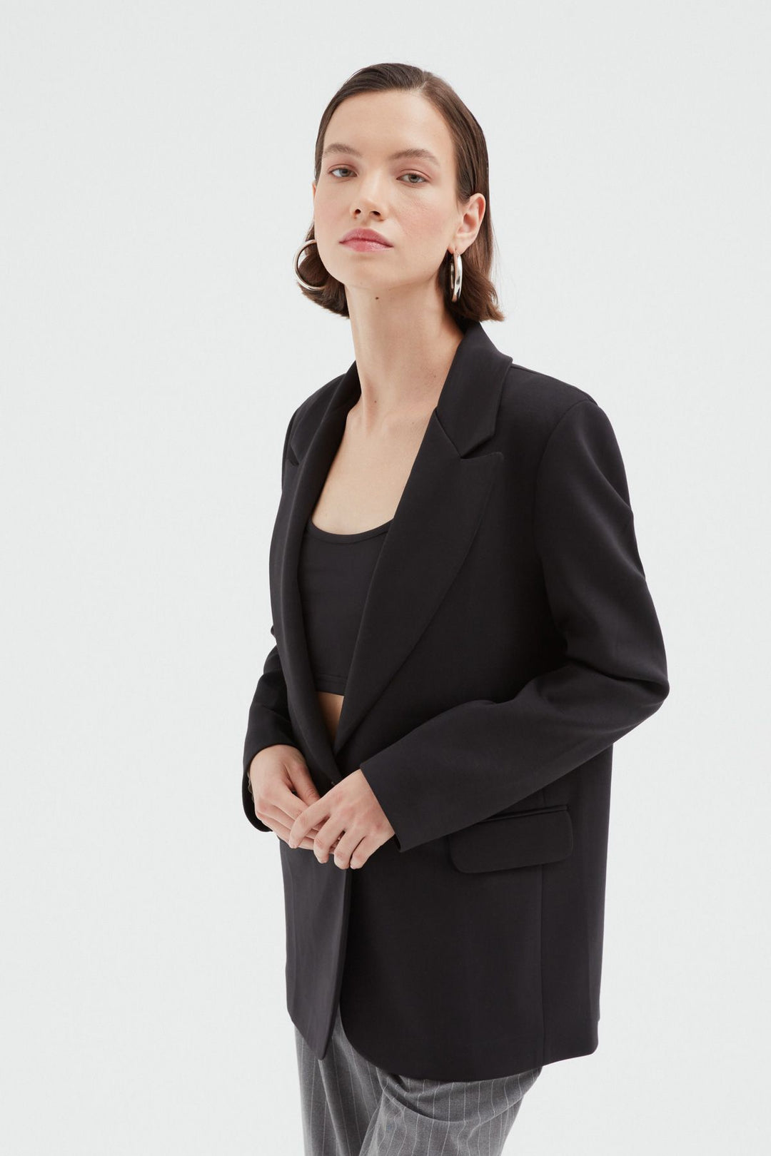 Tek Düğmeli Blazer Ceket Siyah