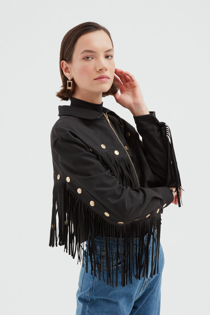 Tassel Detailed Jacket Black