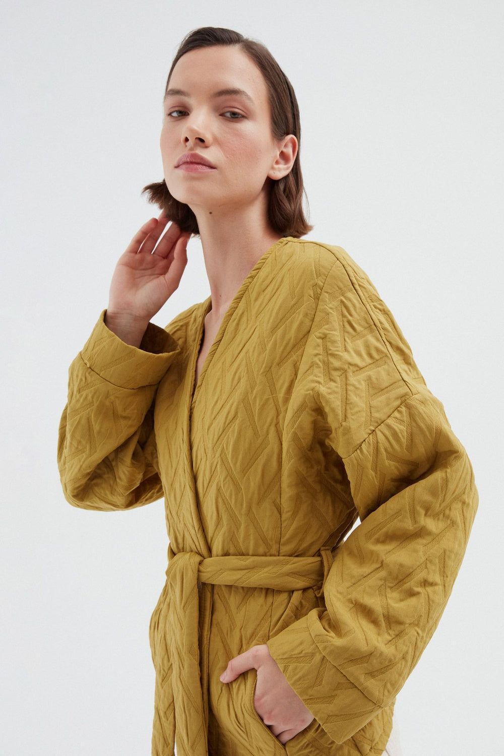 Bound Quilted Jacket Olive