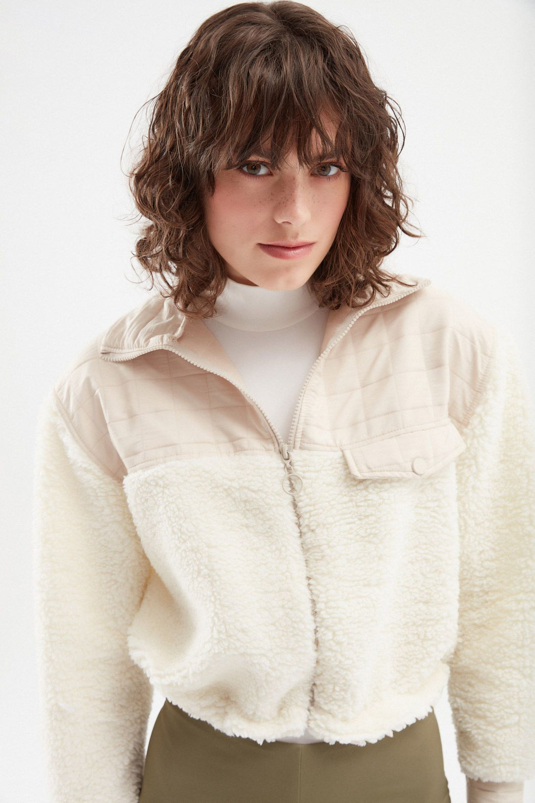 Plush Zipper Jacket Stone