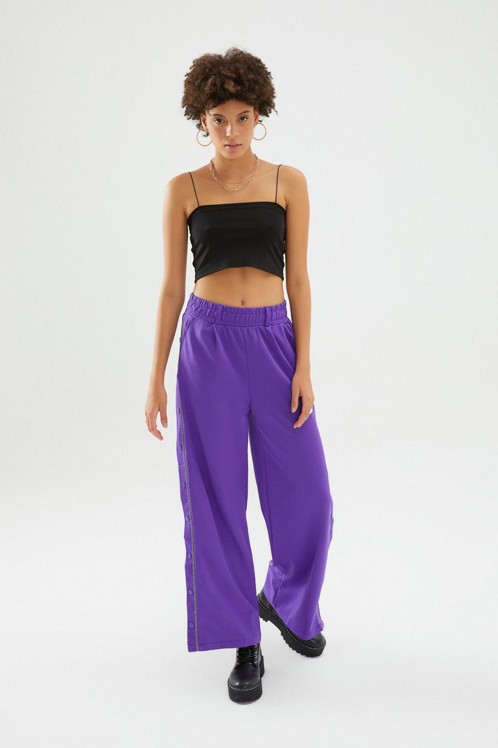 Side Snaps Trousers Purple