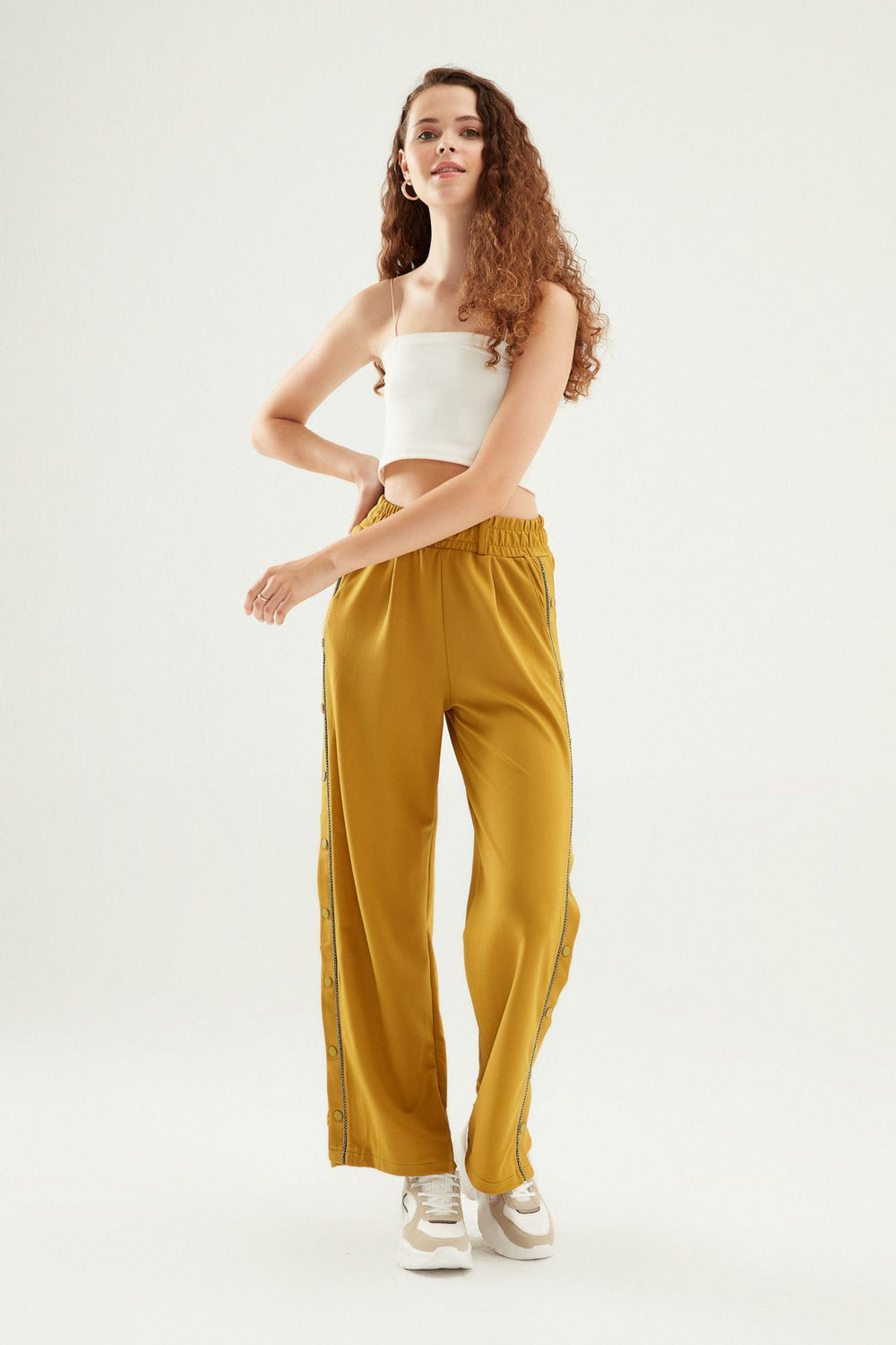 Yanları Çıtçıtlı Pantolon Olive