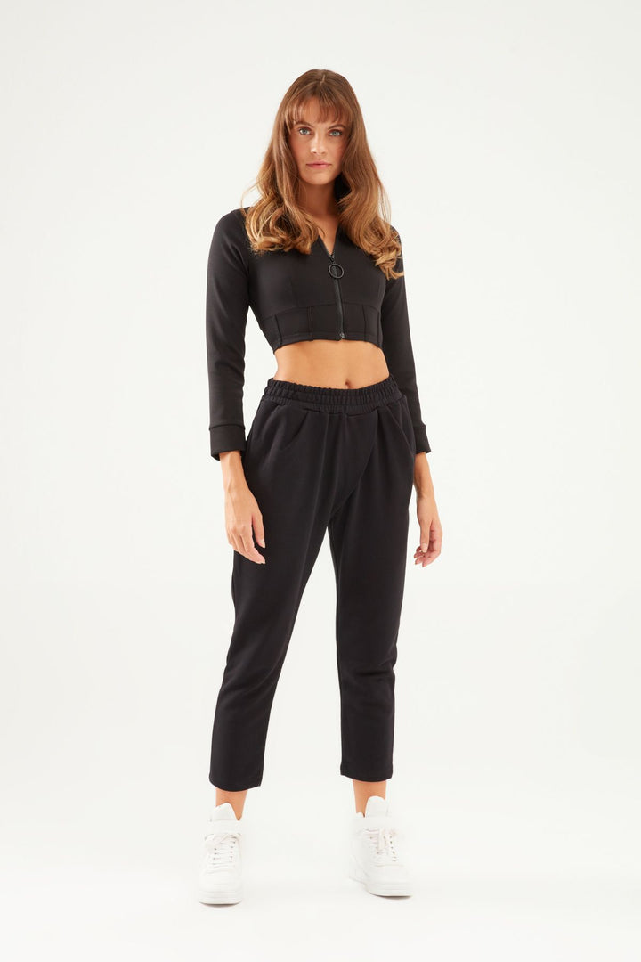 Elastic Waist Tracksuit Black