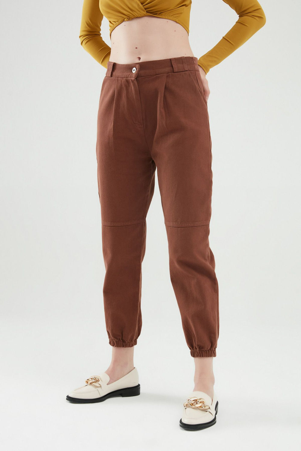 Gabardine Jogger Pants Dark Brown