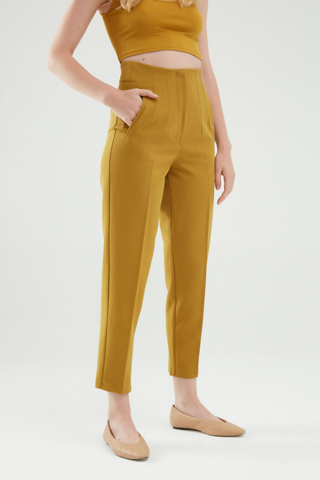 Plier Detailed Trousers Olive