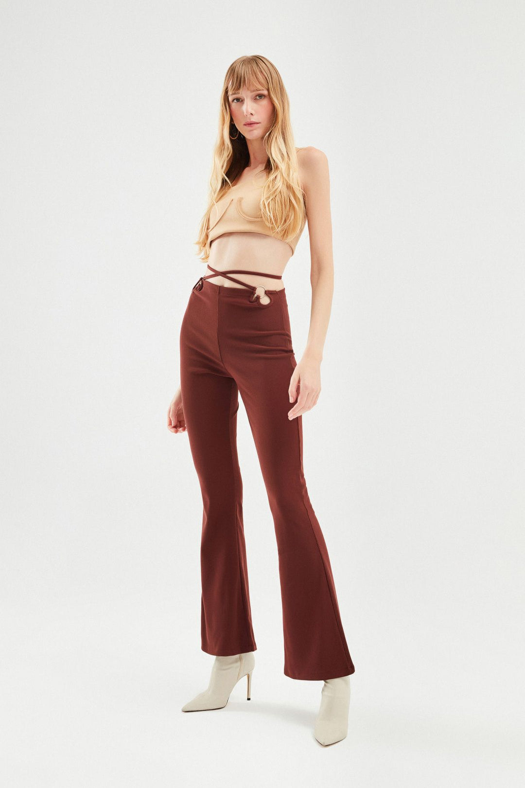 Flared Trousers Brown