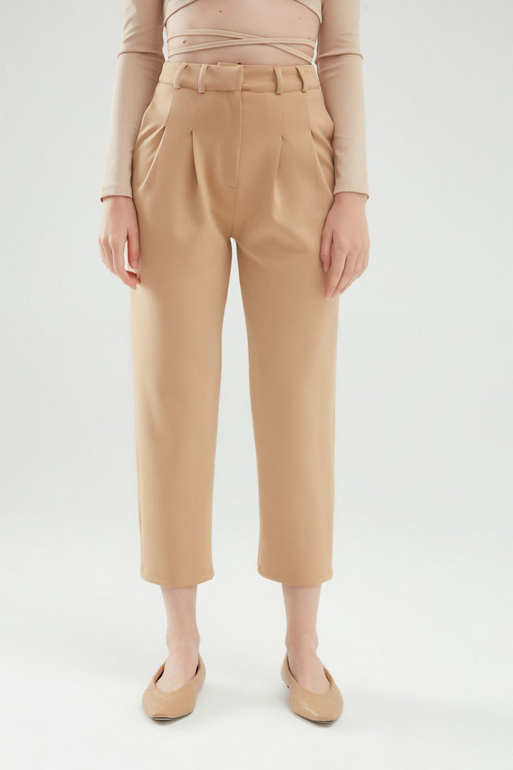 Pleat Detailed Trousers Beige