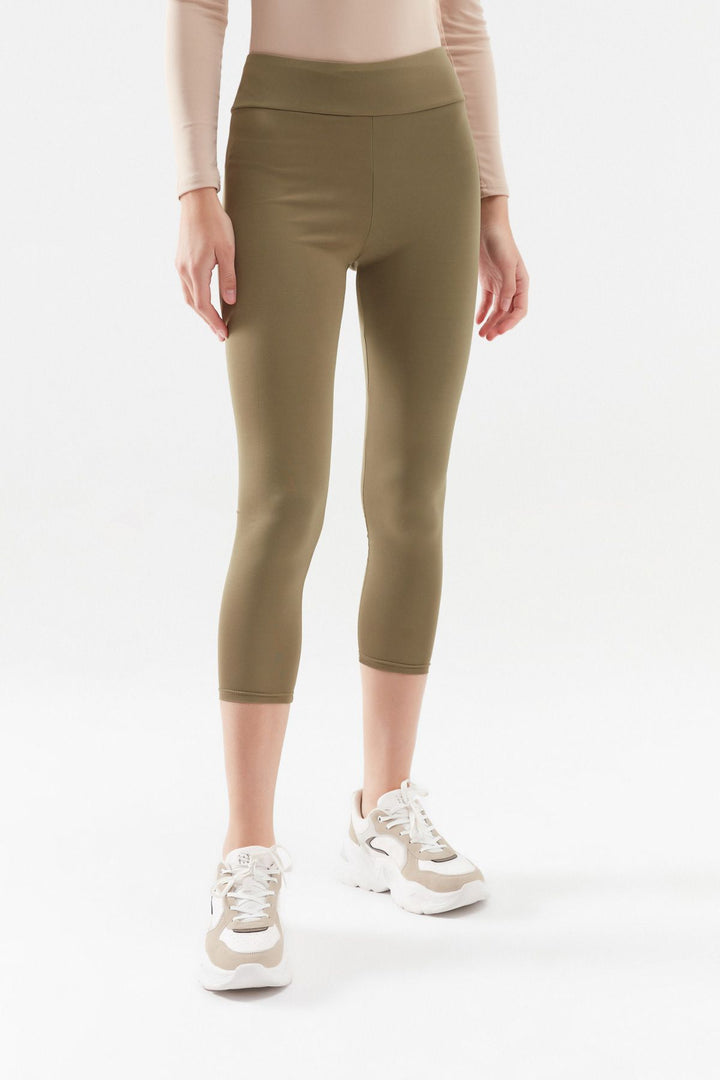 High Waist Basic Leggings Khaki