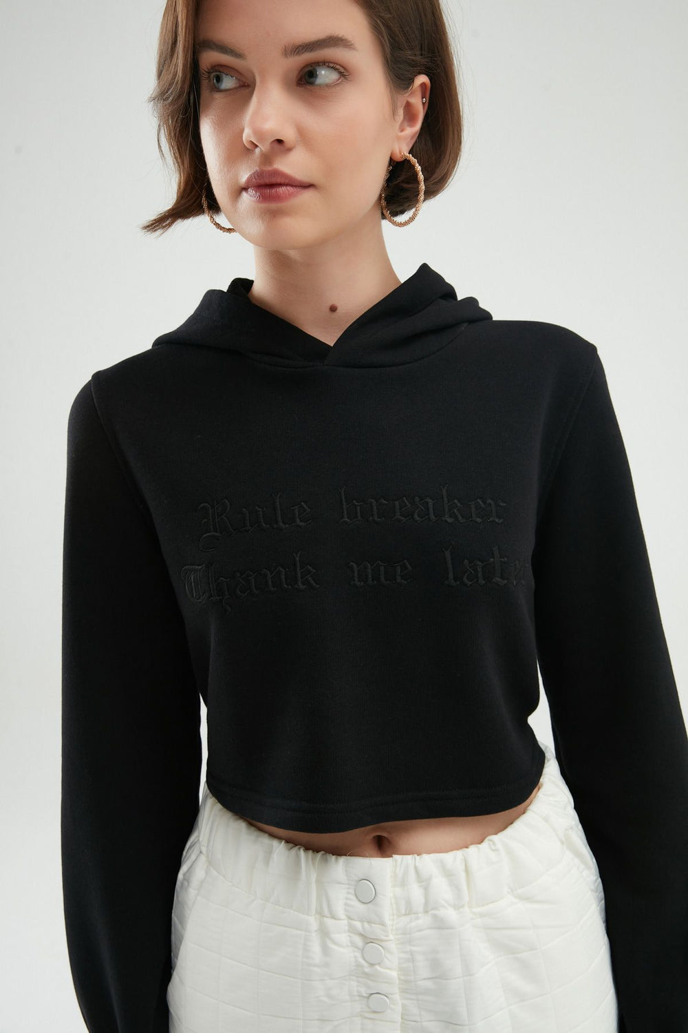 Low Back Crop Sweatshirt Black