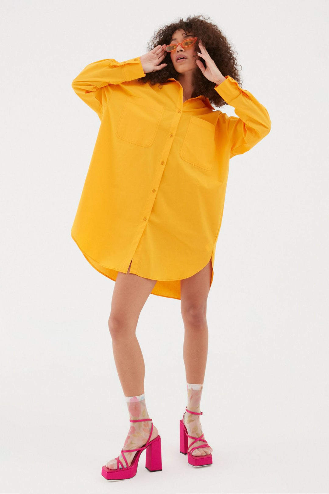 Oversize Shirt Dress Orange