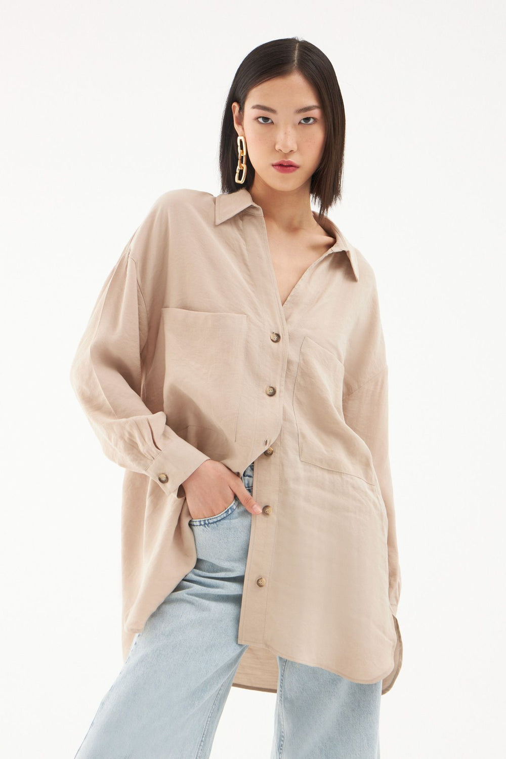 Pocket Detailed Shirt Stone