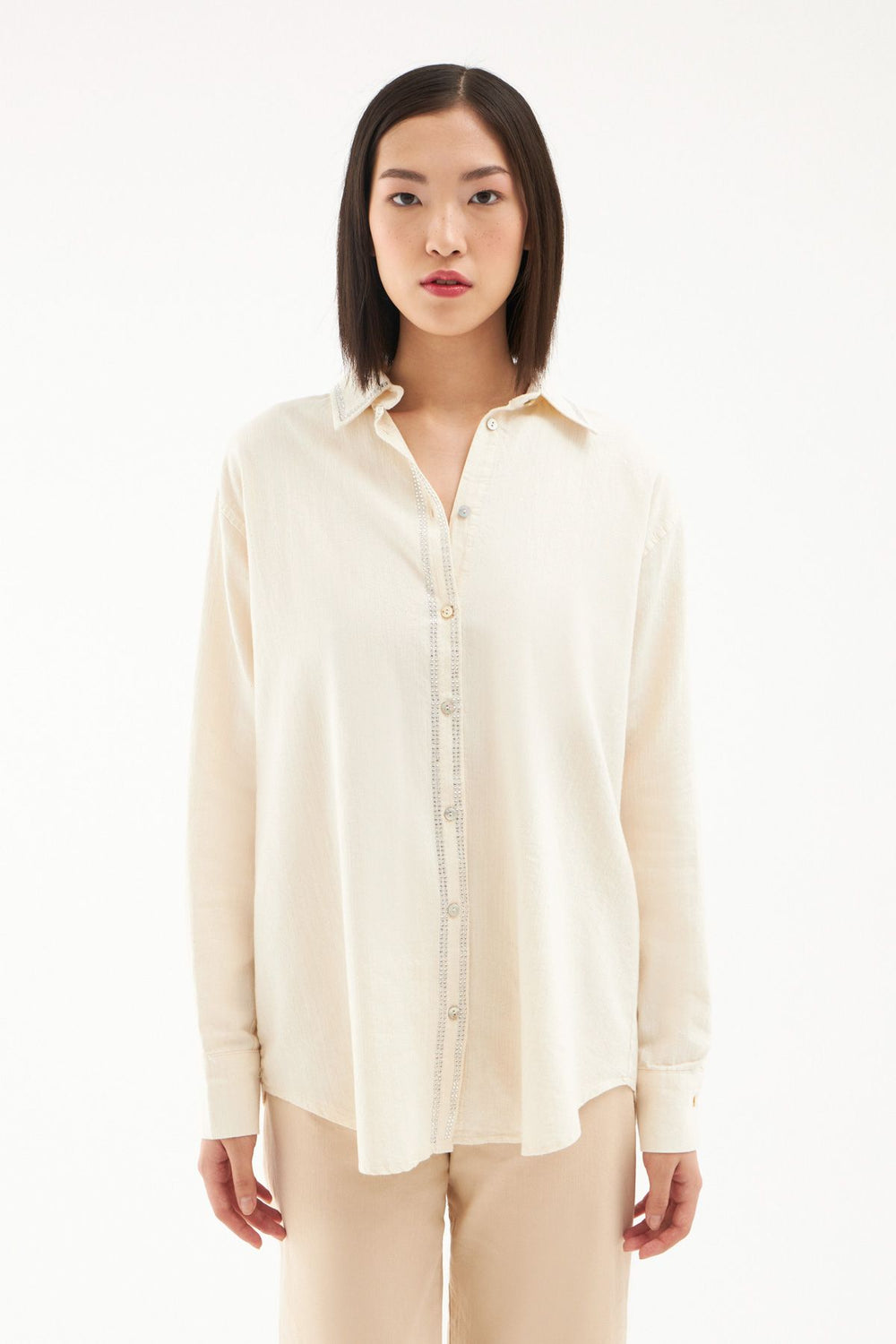 Stone Detailed Shirt Natural