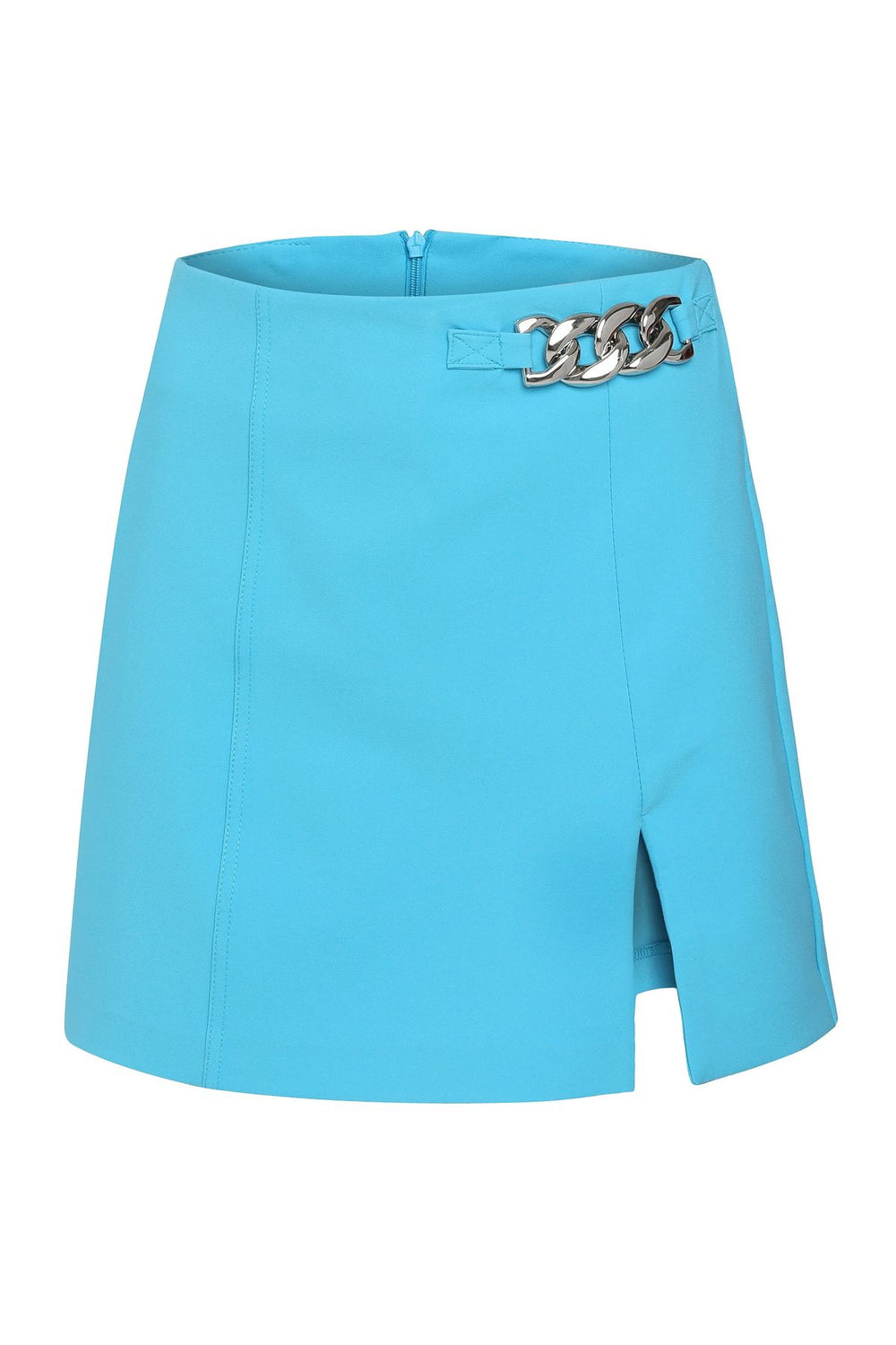 Slit Detailed Short Skirt Turquoise