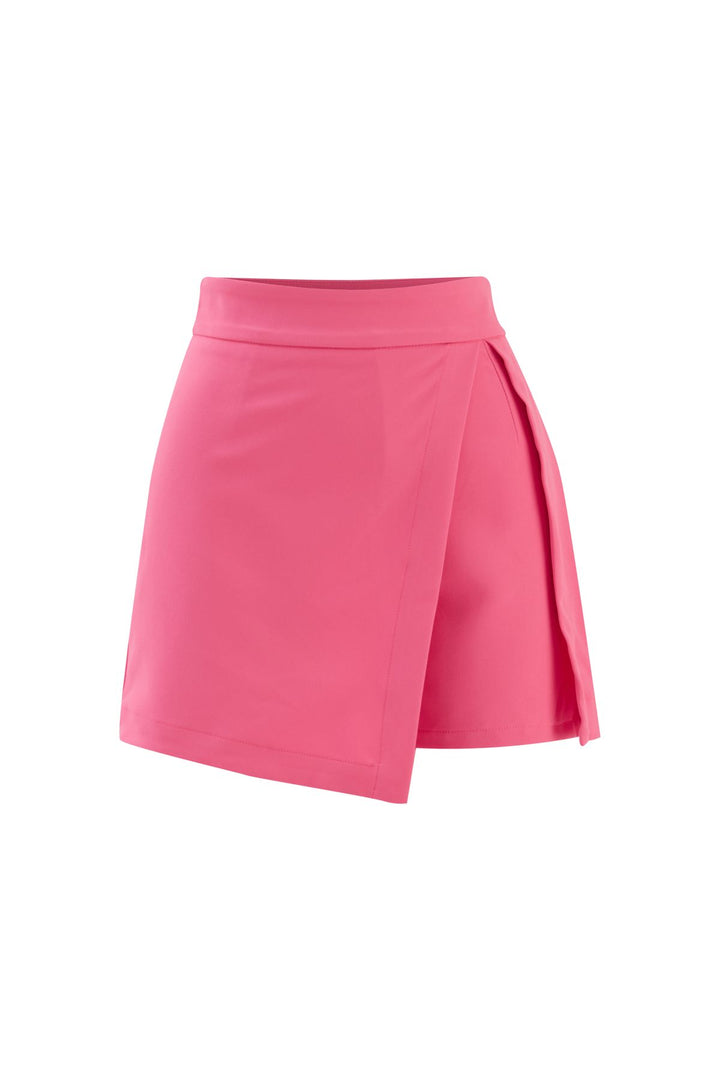 Slit Detailed Short Skirt Neon Pink