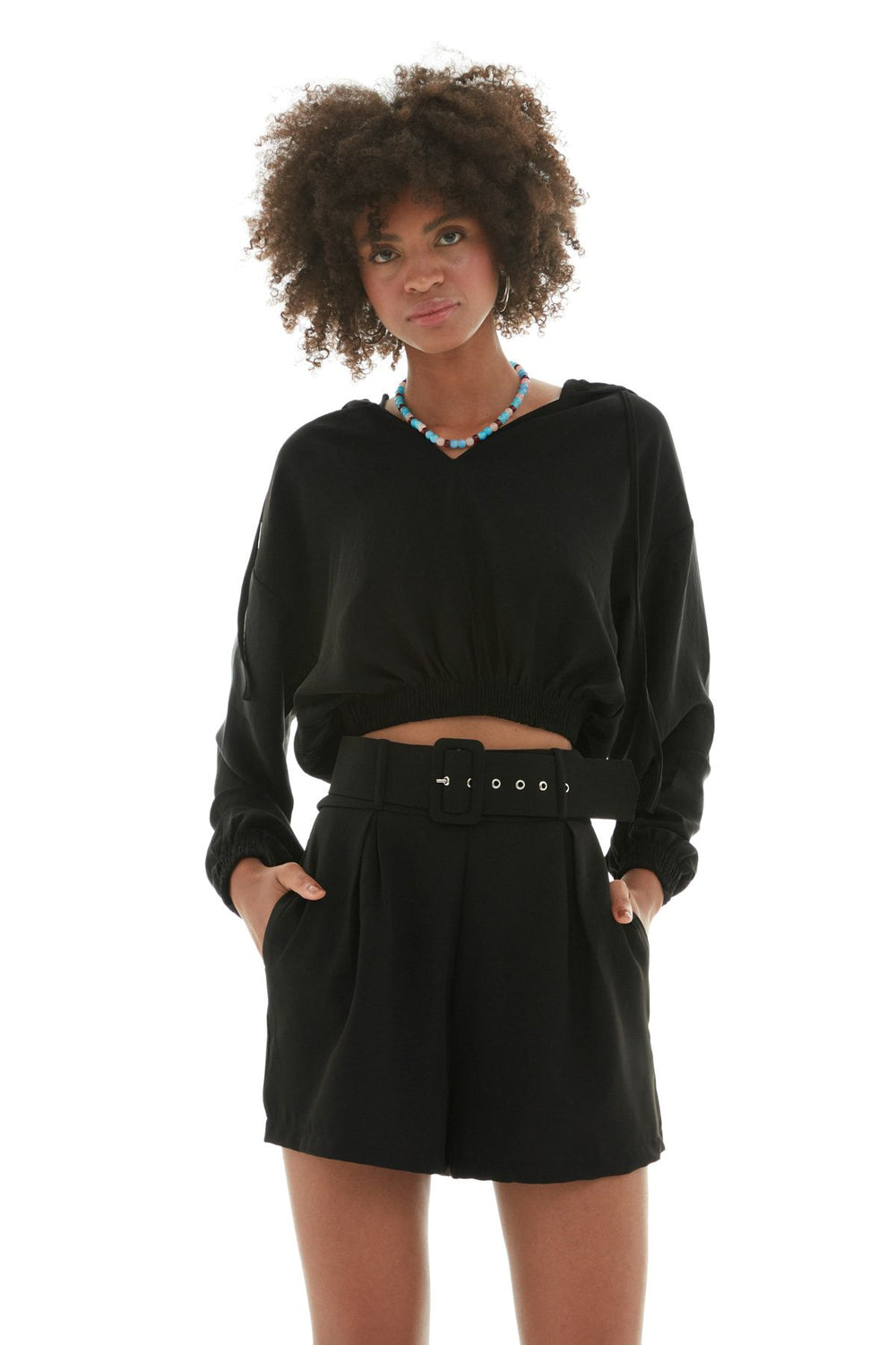 Waist Belt Shorts Black