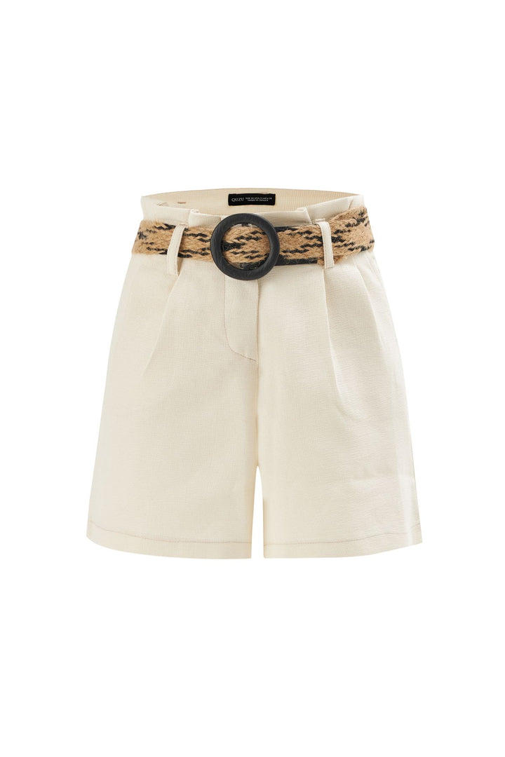 Kemerli Keten Şort Naturel