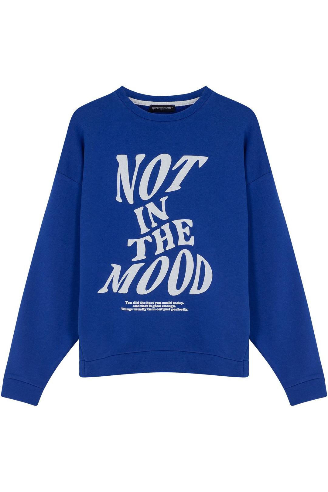 Yazı Baskılı Oversize Sweatshirt Sax