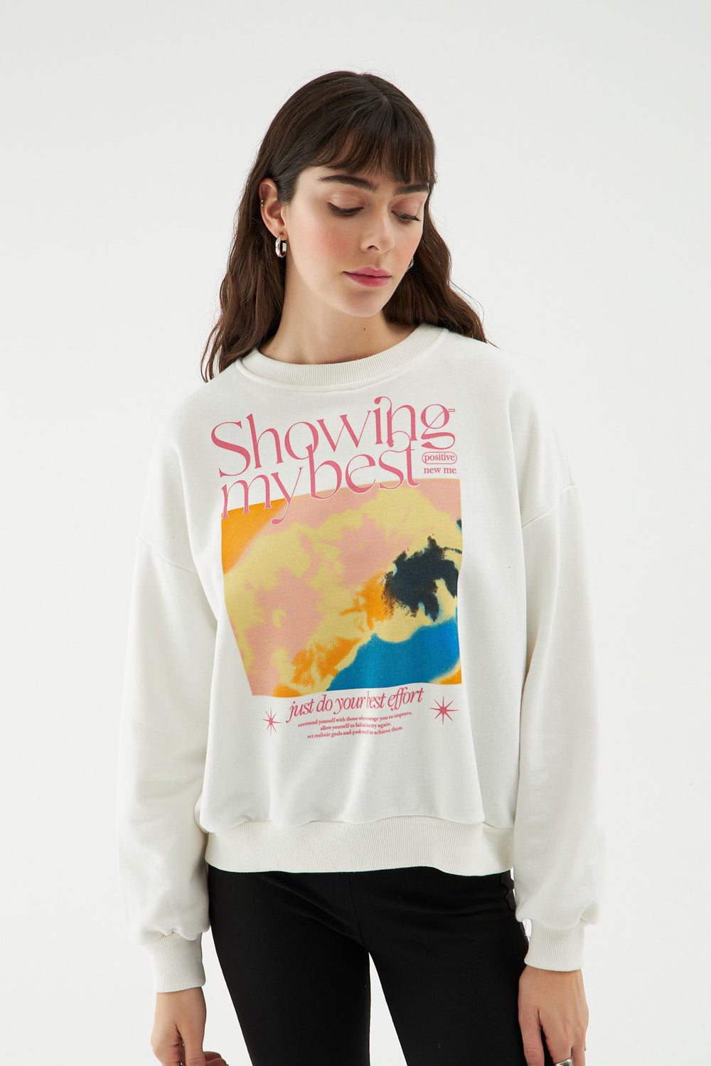 Printed Oversize Sweatshirt White