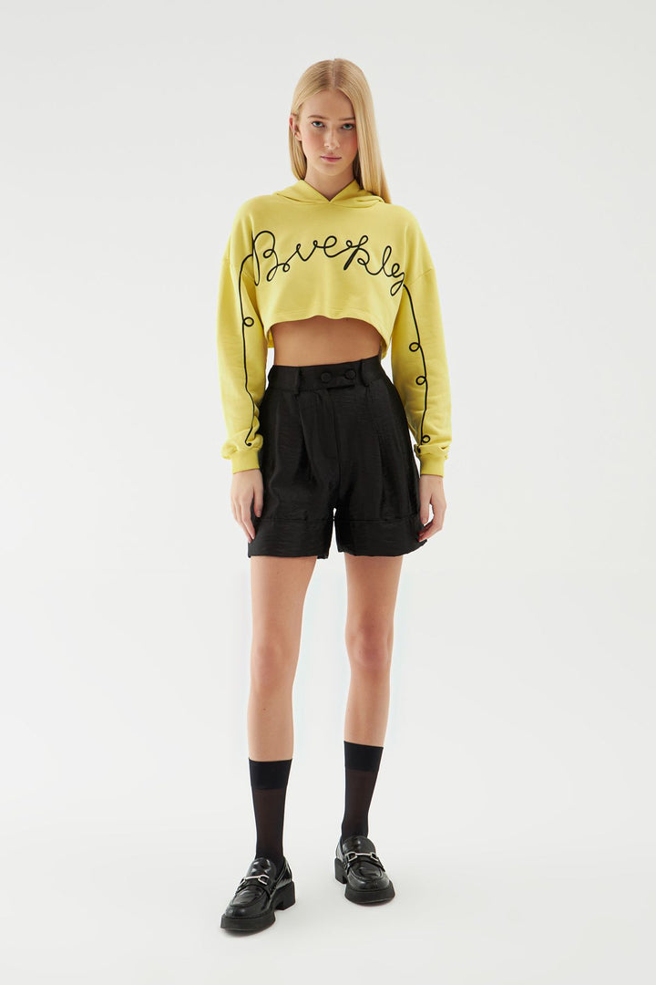 Hooded Crop Sweatshirt Yellow