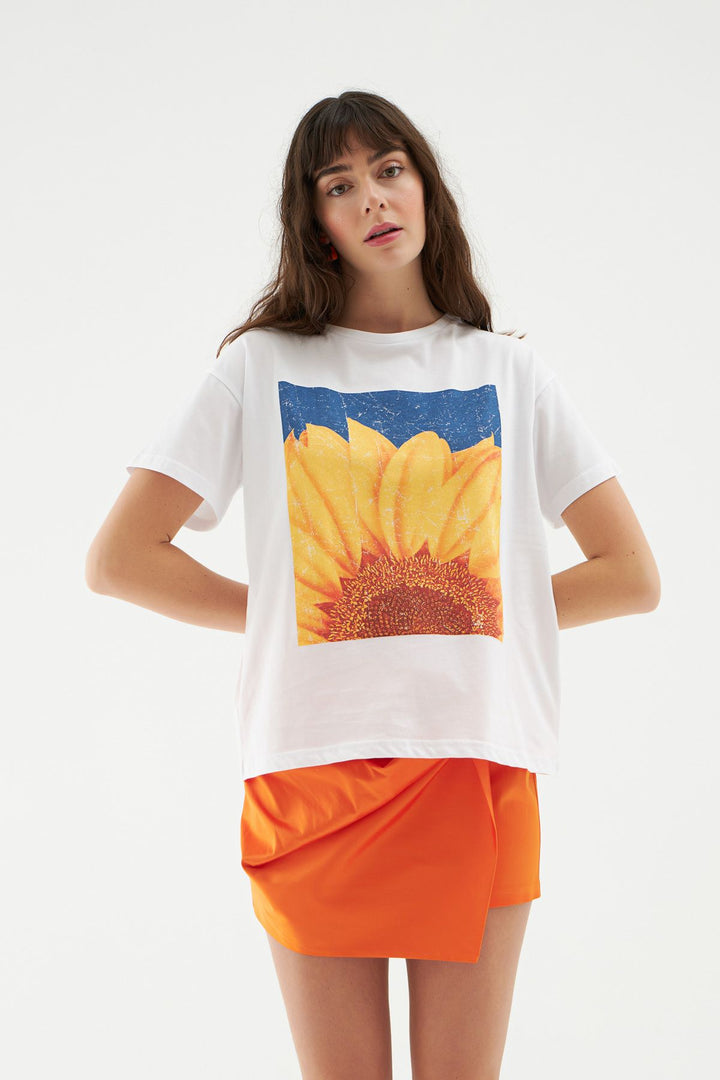 Baskılı Tişört Beyaz