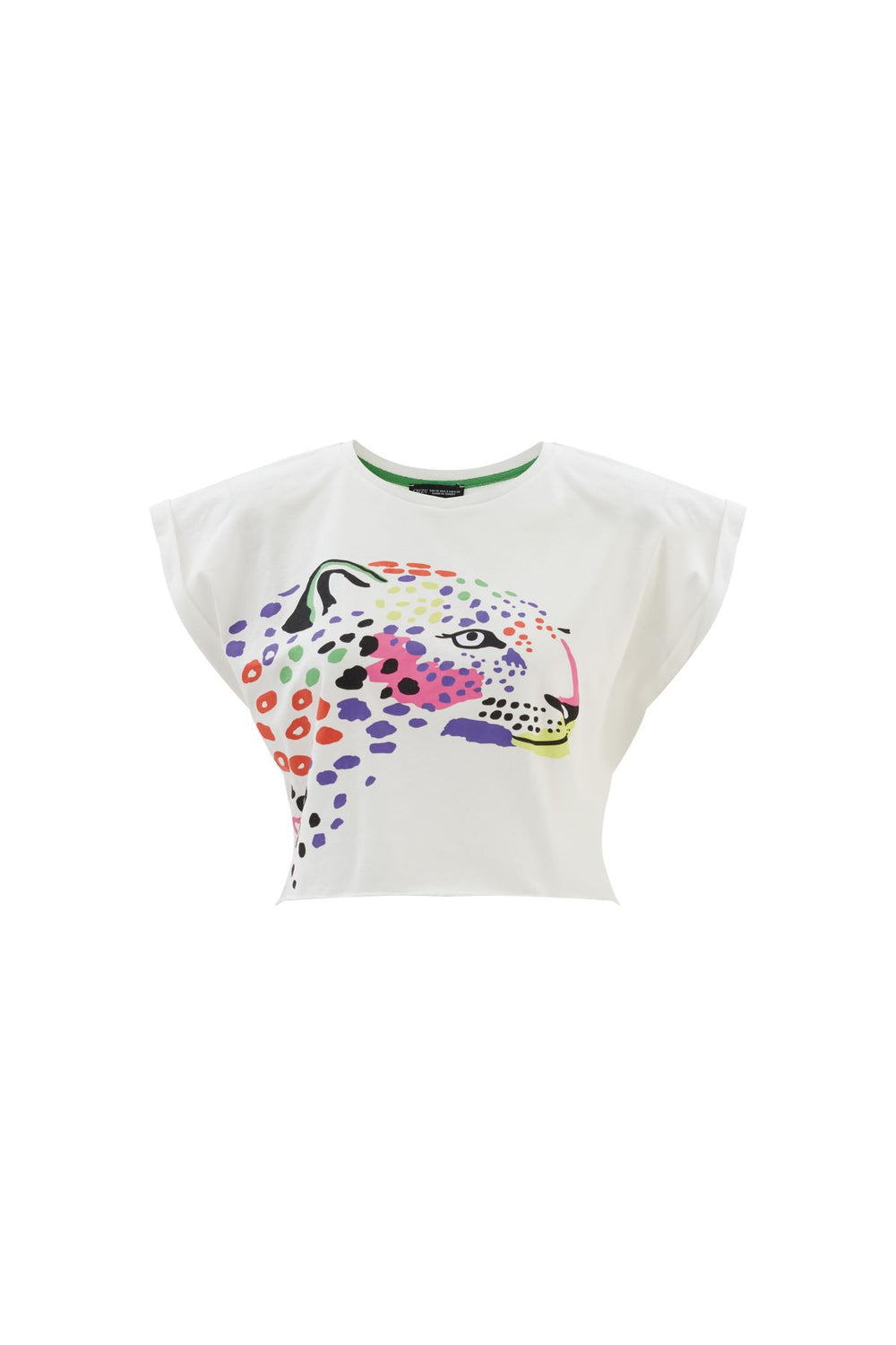 Renkli Kaplan Baskılı Tişört Ekru