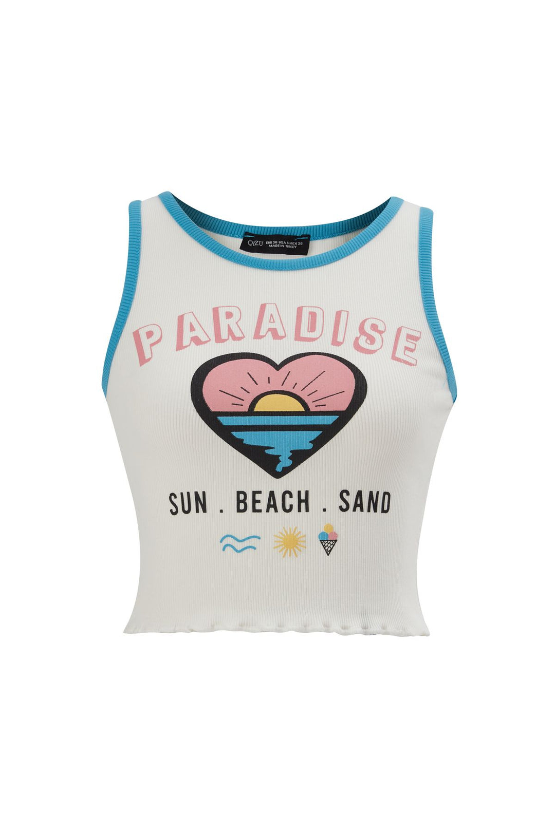 Embossed Printed Sleeveless T-Shirt Ecru