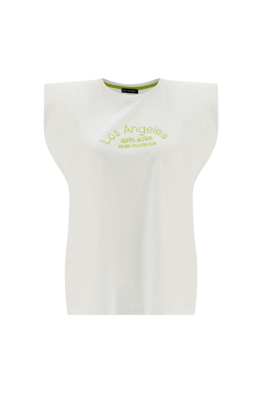 Embroidery Detail Padded T-Shirt Ecru