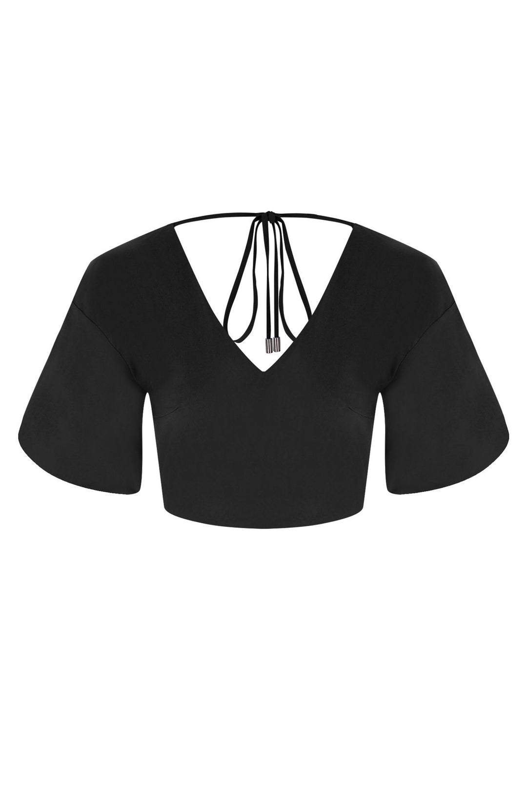 Balloon Sleeve Backless Blouse Black