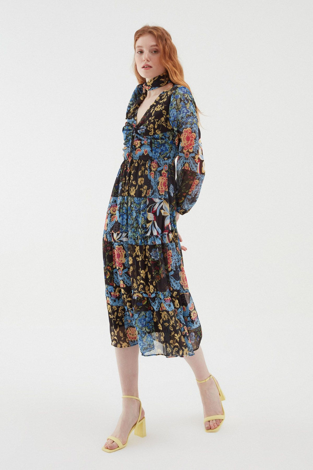 Drop Decollete Bandana Dress Blue