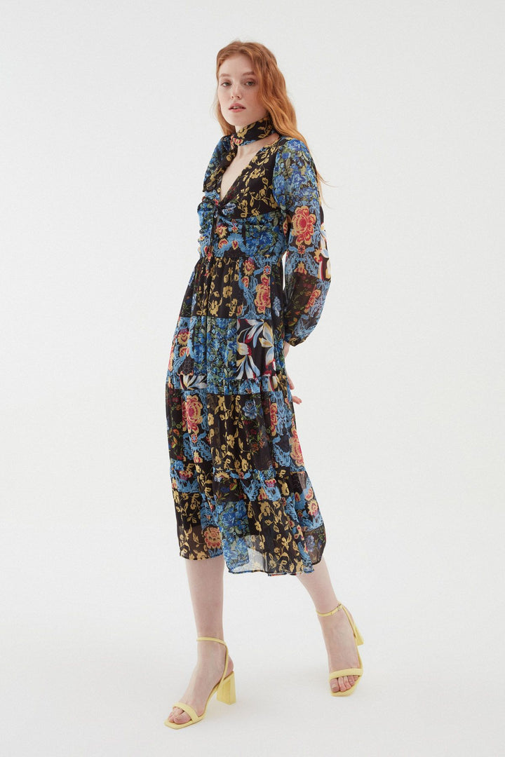 Drop Decollete Bandana Dress Blue